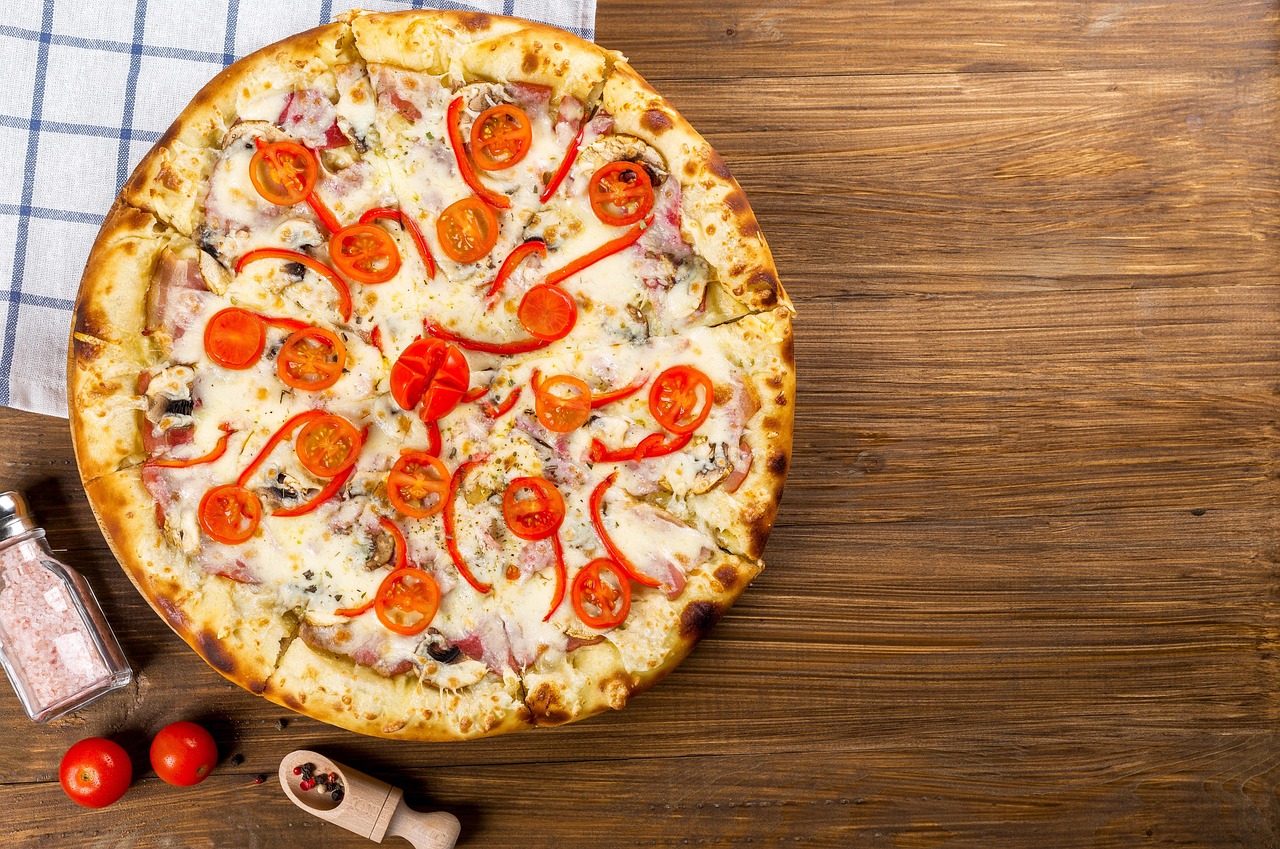 Pizza and fast food illustrating a processed-food diet